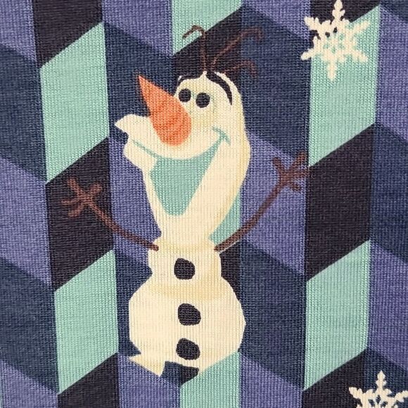 LuLaRoe OLAF Print Perfect T Shirt Disney Frozen Swing Tee Blue Knit Top Small - Picture 6 of 9